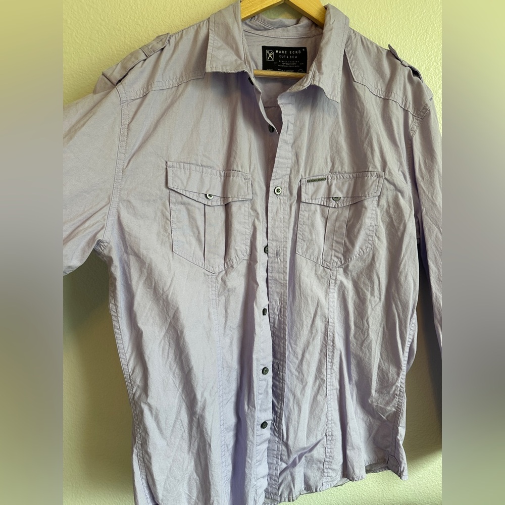 Marc Ecko Lavender Casual Button-Down Shirt